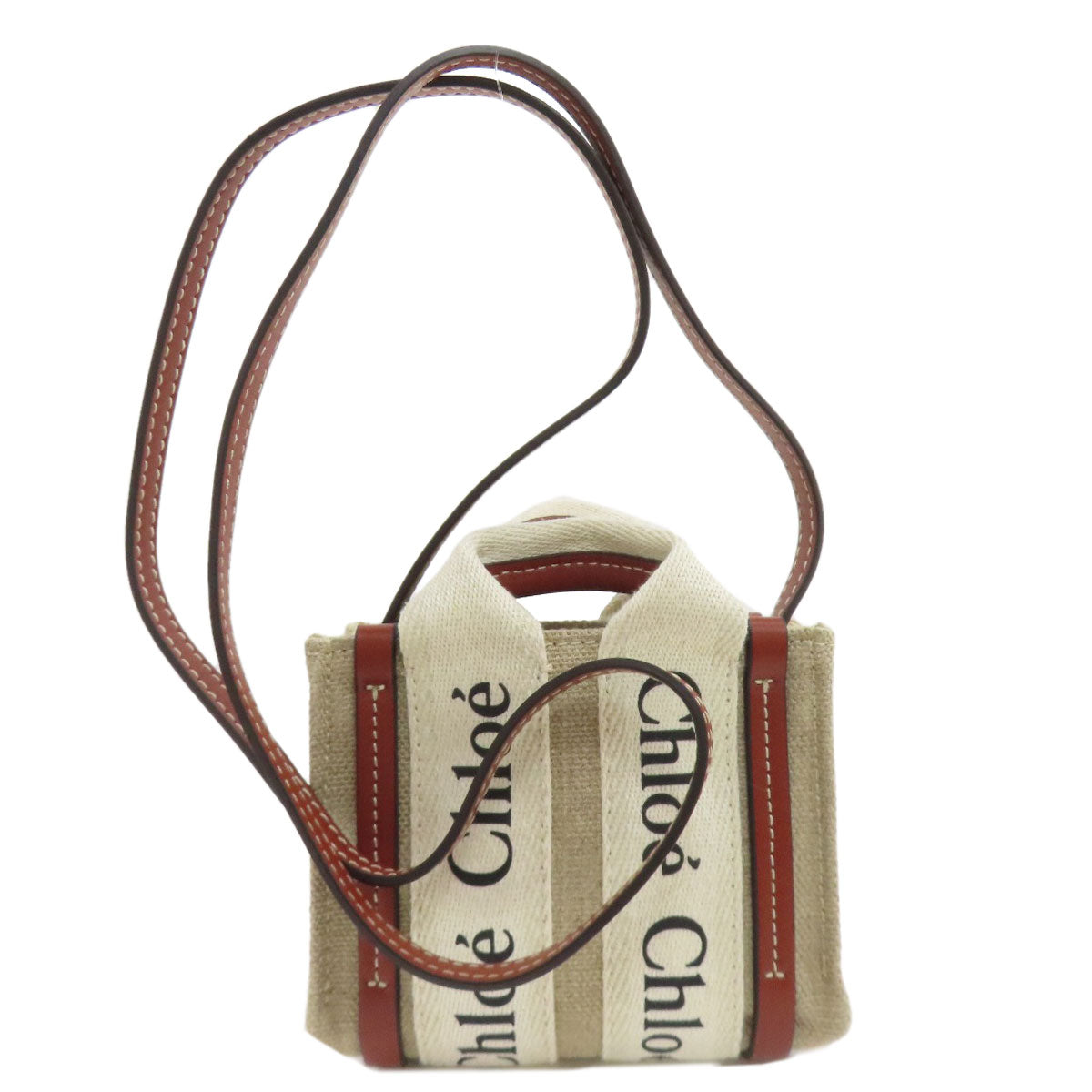 CHLOE Woody Nano 2WAY Shoulder Bag Canvas Ladies [Used]