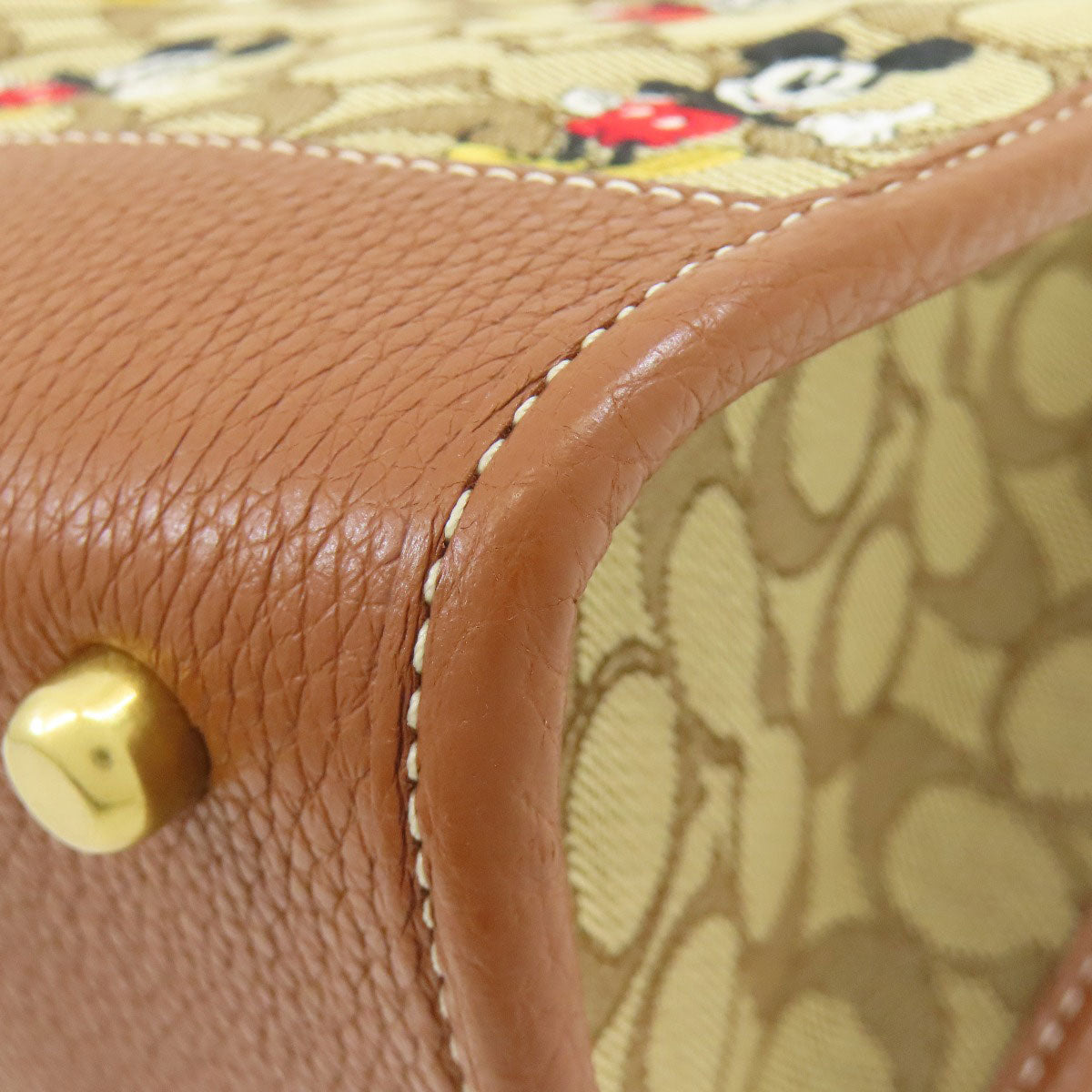 COACH CM198 Mickey collaboration signature 2-way Handbag Canvas LeatherLadies [Used]