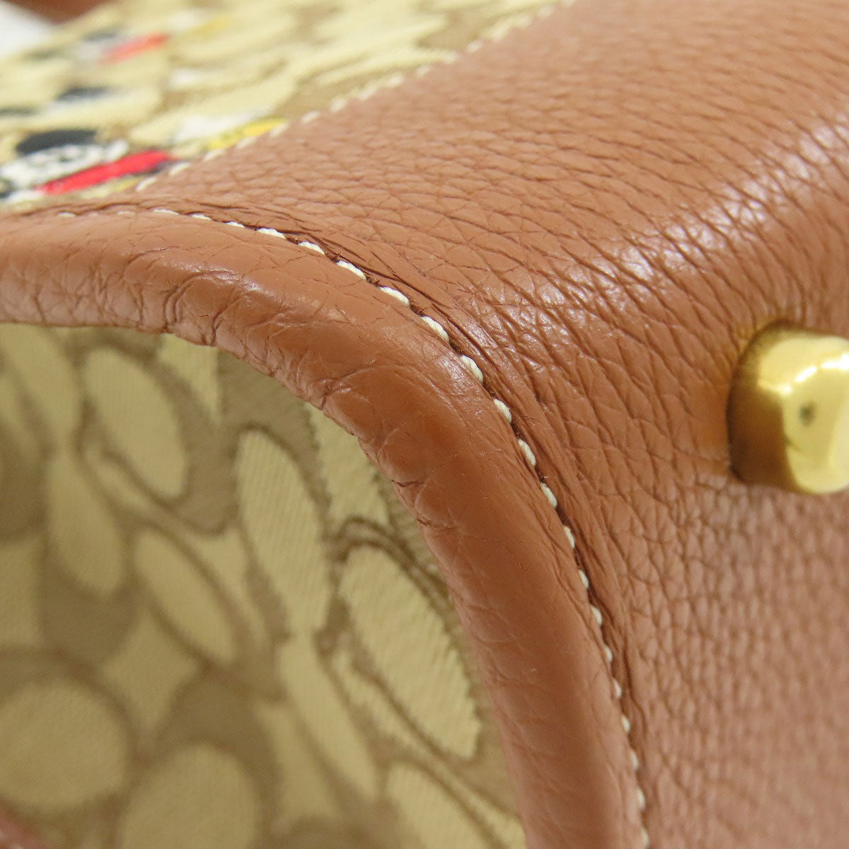 COACH CM198 Mickey collaboration signature 2-way Handbag Canvas LeatherLadies [Used]