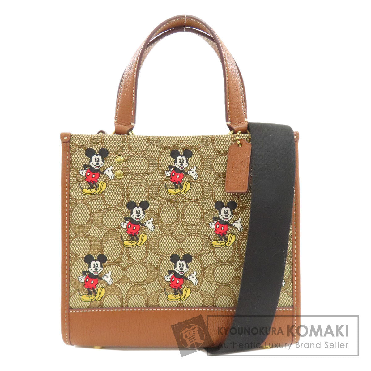 COACH CM198 Mickey collaboration signature 2-way Handbag Canvas LeatherLadies [Used]