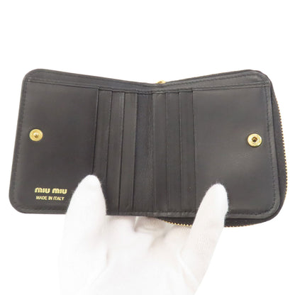 MIUMIU logo Bifold Wallet with Coin Pocket Leather Ladies [Used]
