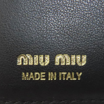 MIUMIU logo Bifold Wallet with Coin Pocket Leather Ladies [Used]