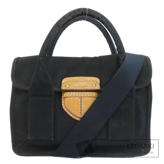 プラダ ロゴ ハンドバッグ キャンバス レディース 【中古】【PRADA】