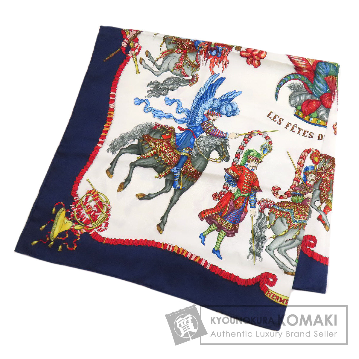HERMES Carre 90 Celebration of the King of the Sun Scarf Silk Ladies [Used]