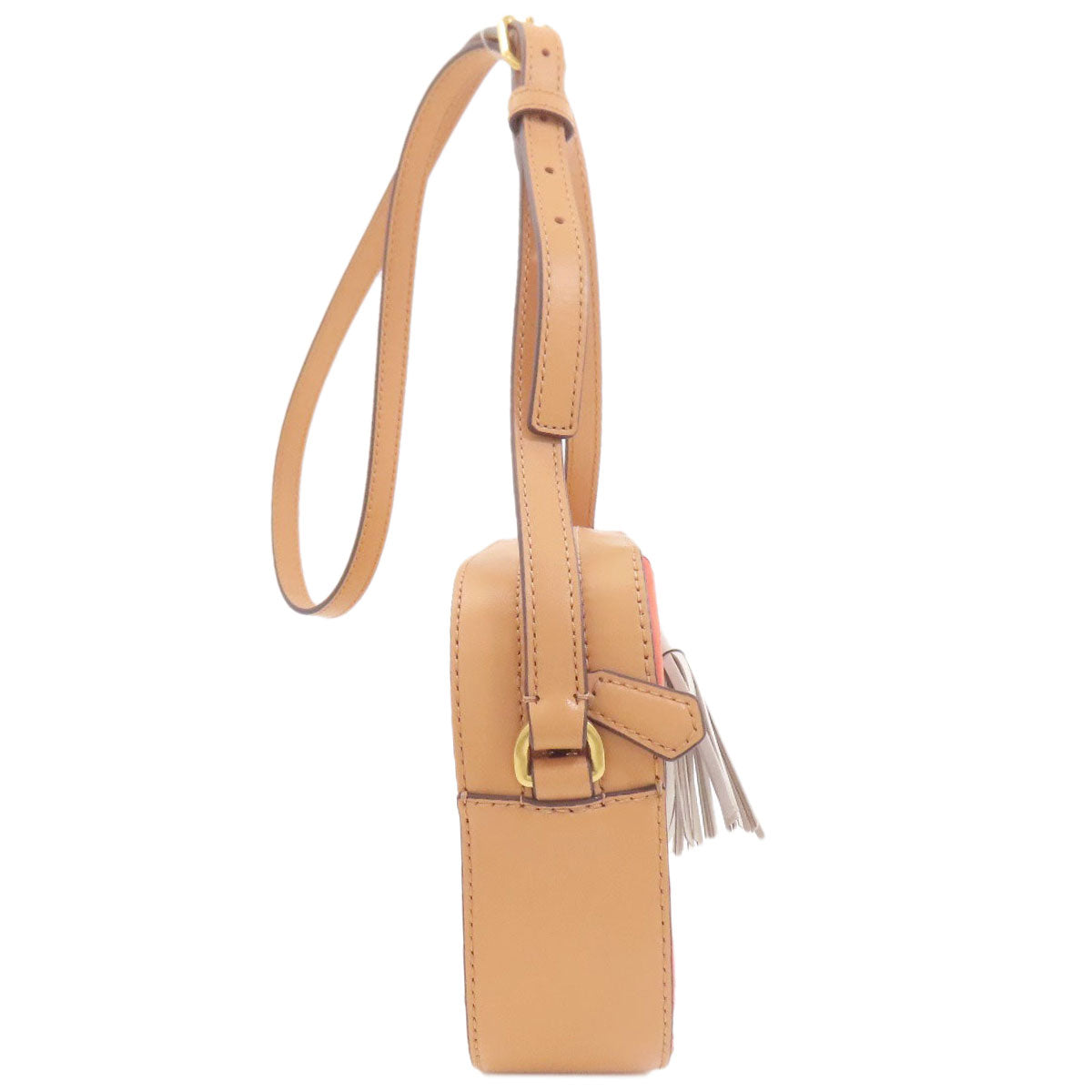 Tory Burch Stripe Shoulder Bag Leather SuedeLadies [Used]