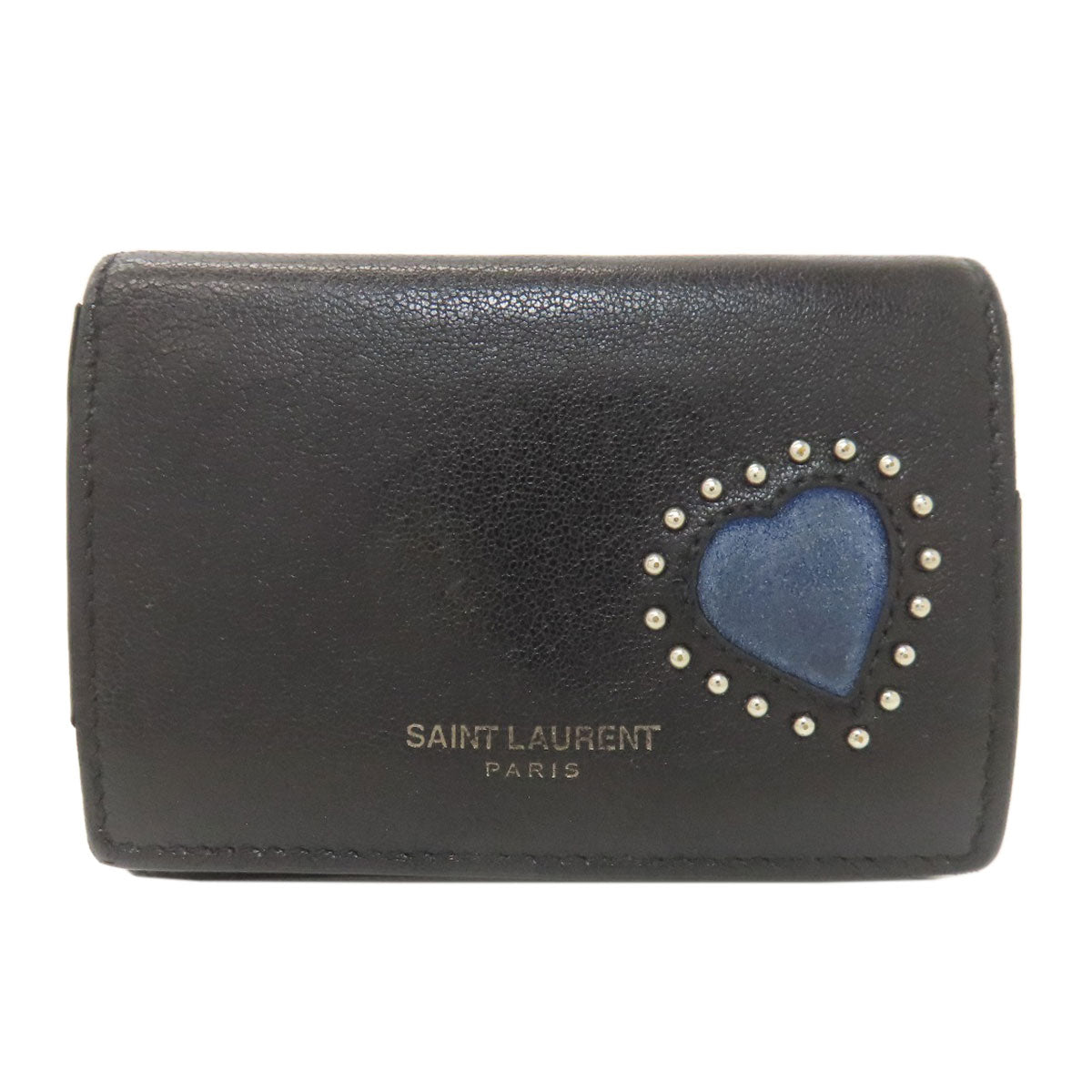 YVES SAINT LAURENT heart Bifold Wallet with Coin Pocket Leather Ladies [Used]