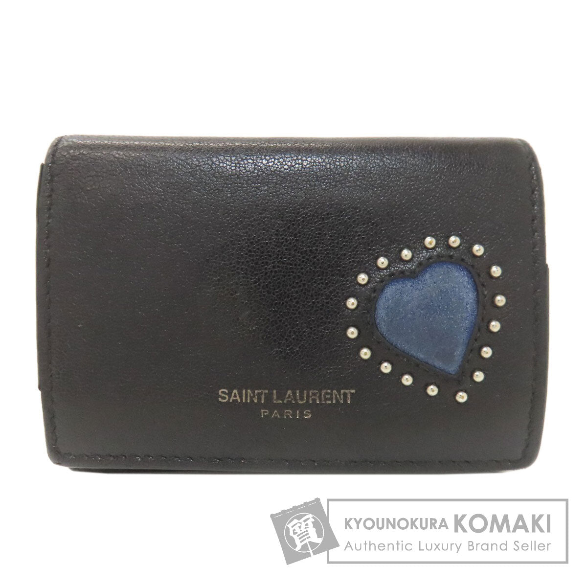 YVES SAINT LAURENT heart Bifold Wallet with Coin Pocket Leather Ladies [Used]