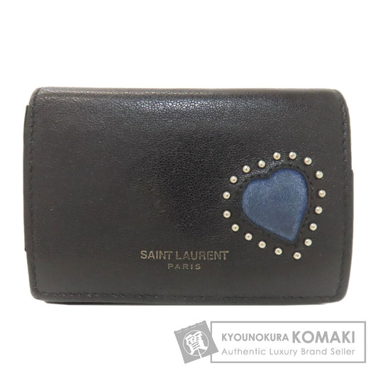 YVES SAINT LAURENT heart Bifold Wallet with Coin Pocket Leather Ladies [Used]