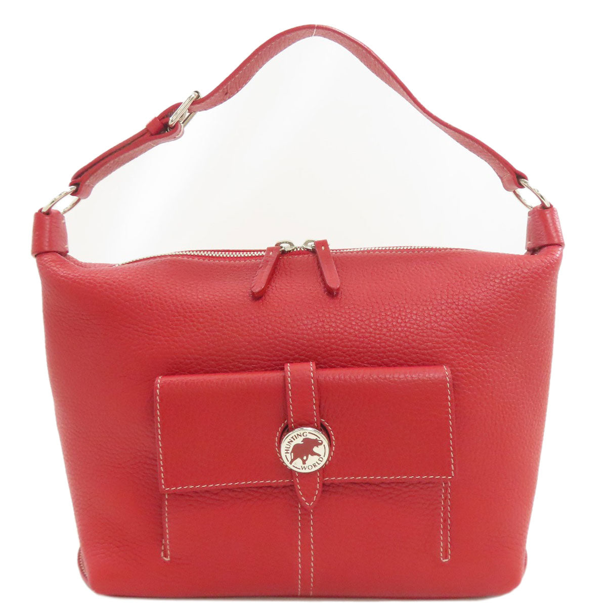 HUNTING WORLD logo Handbag Leather Ladies [Used]