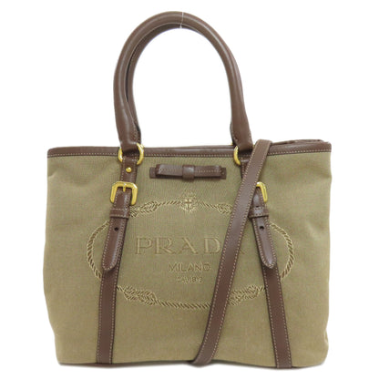 プラダ ロゴ金具 2WAY ハンドバッグ キャンバス レディース 【中古】【PRADA】