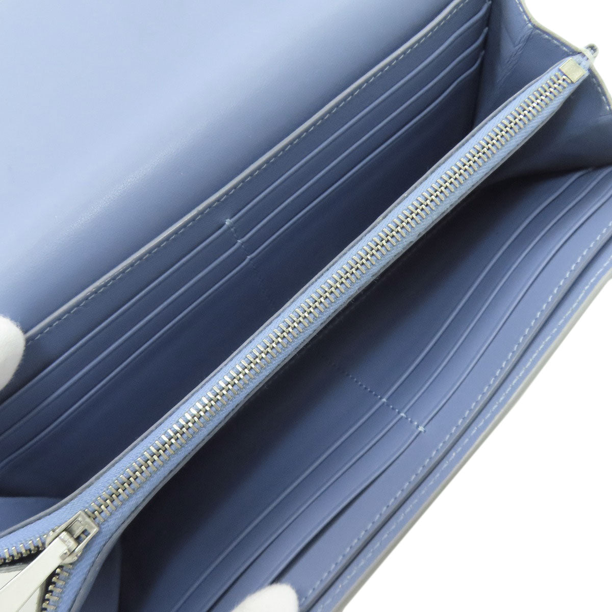 CELINE logo Long wallet (with coin pocket) Leather Ladies [Used]