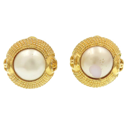 CHANEL Faux Pearl COCO Mark Earring Metal Ladies [Used]