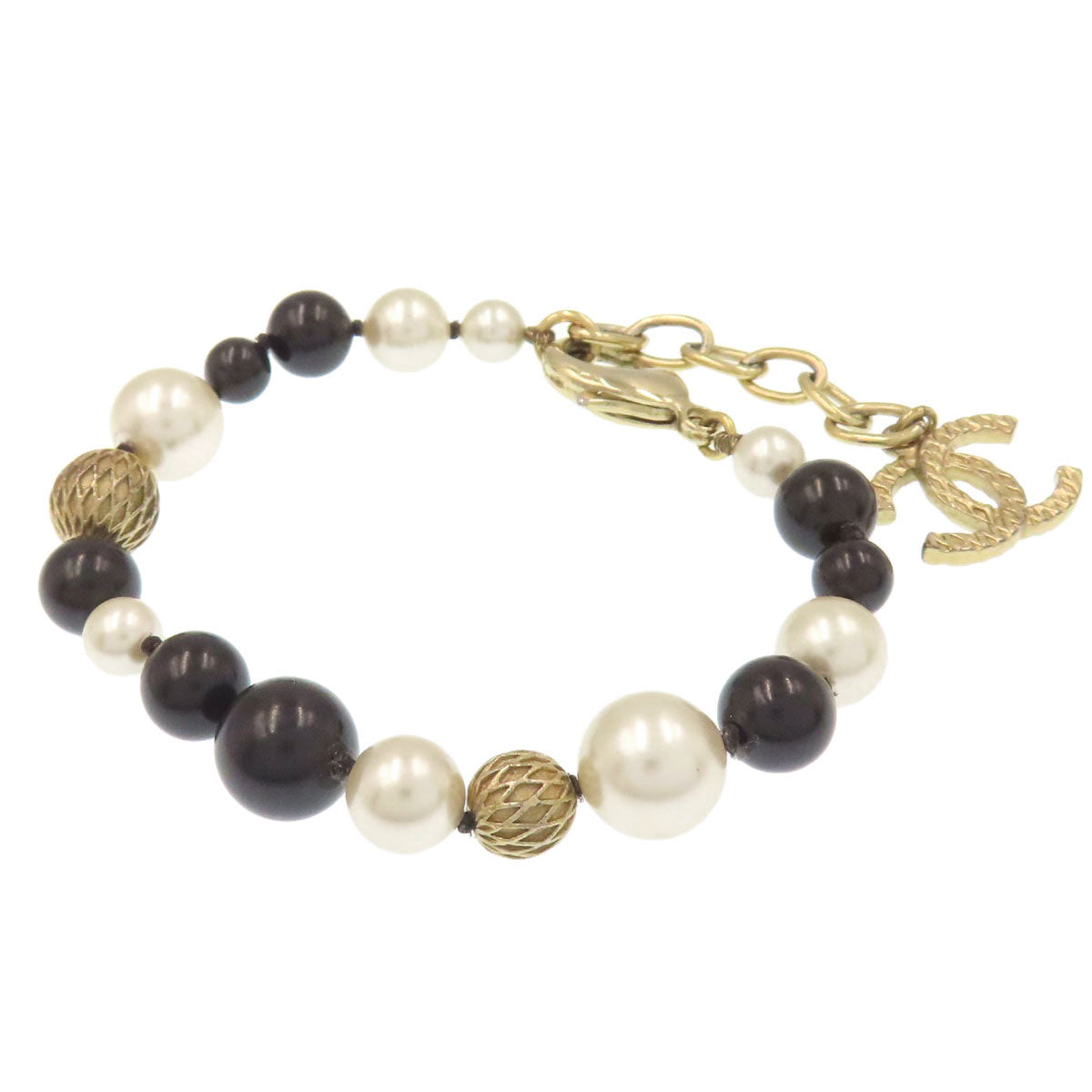 CHANEL Faux Pearl COCO Mark Bracelet Metal Ladies [Used]