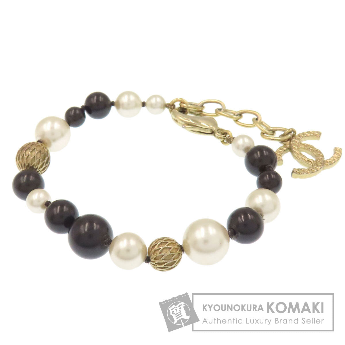 CHANEL Faux Pearl COCO Mark Bracelet Metal Ladies [Used]