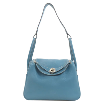 HERMES Lindy 26 Blue Jean Silver Hardware Handbag Taurillon Clemence Ladies [Used]