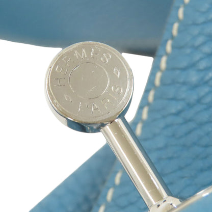 HERMES Lindy 26 Blue Jean Silver Hardware Handbag Taurillon Clemence Ladies [Used]