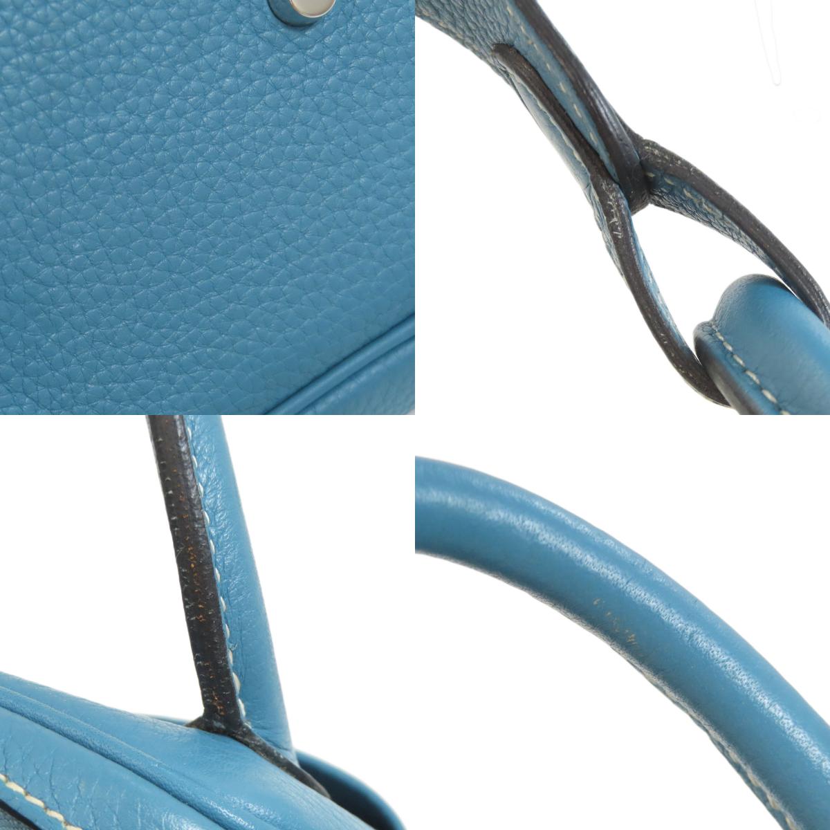 HERMES Lindy 26 Blue Jean Silver Hardware Handbag Taurillon Clemence Ladies [Used]