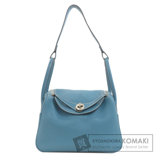 HERMES Lindy 26 Blue Jean Silver Hardware Handbag Taurillon Clemence Ladies [Used]