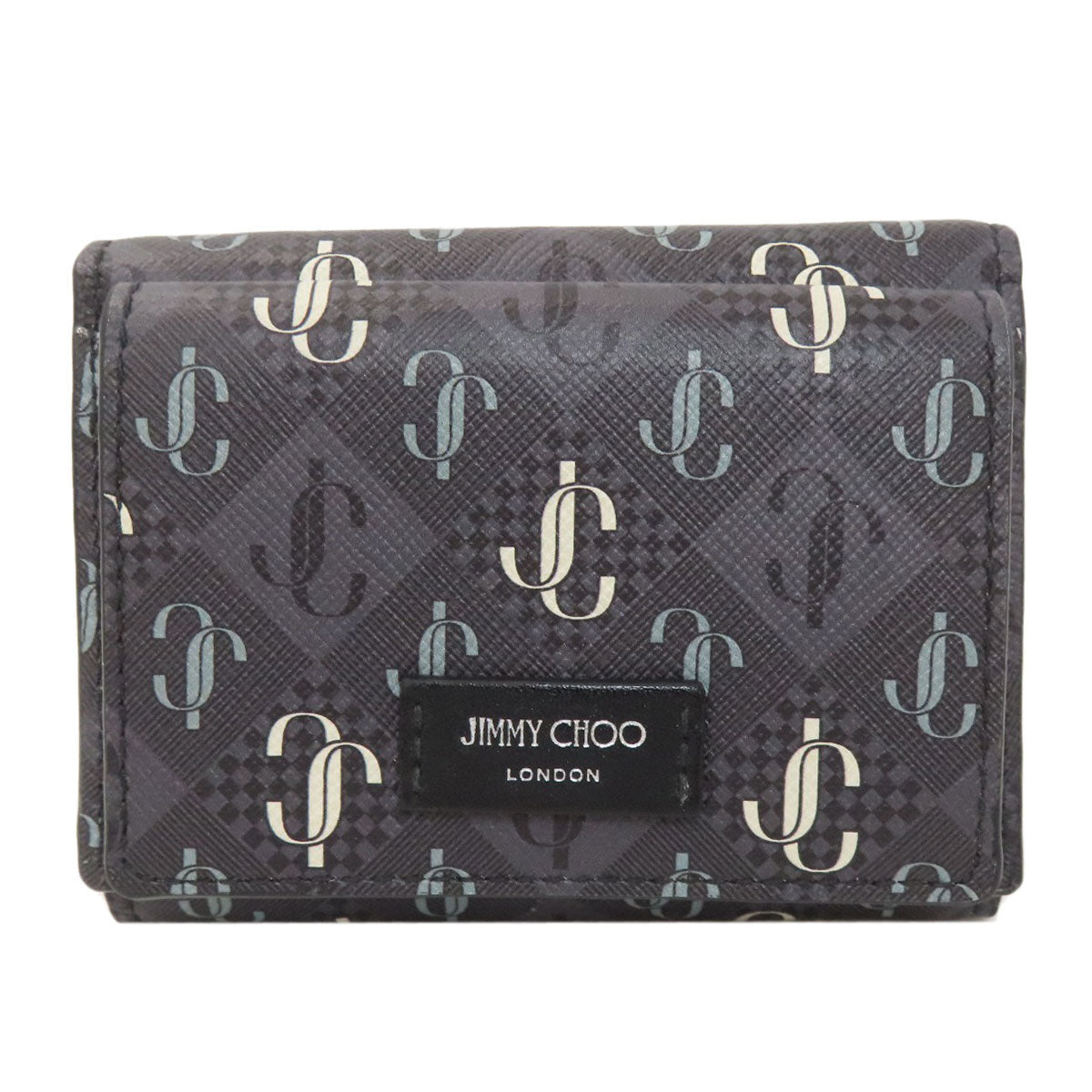 Jimmy Choo Logo tri-fold wallet Bifold Wallet with Coin Pocket Leather Ladies [Used]