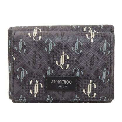 Jimmy Choo Logo tri-fold wallet Bifold Wallet with Coin Pocket Leather Ladies [Used]