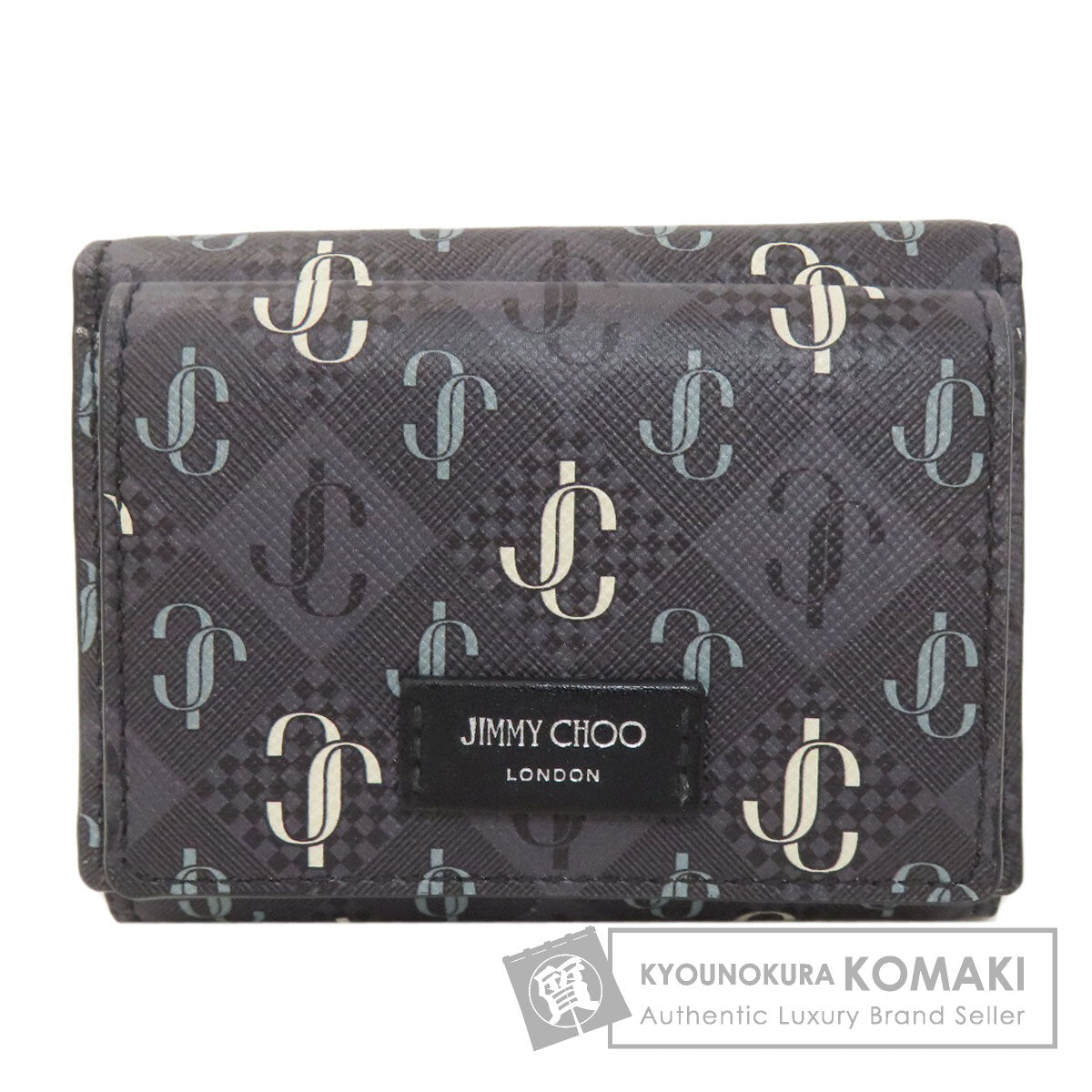 Jimmy Choo Logo tri-fold wallet Bifold Wallet with Coin Pocket Leather Ladies [Used]