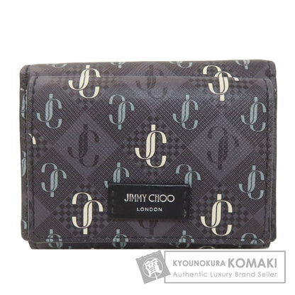 Jimmy Choo Logo tri-fold wallet Bifold Wallet with Coin Pocket Leather Ladies [Used]