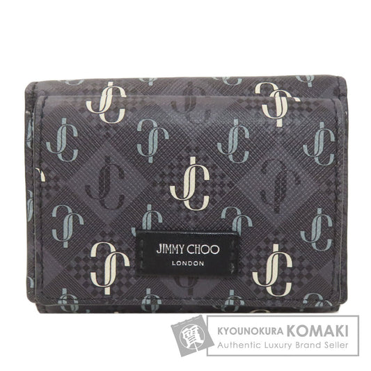 Jimmy Choo Logo tri-fold wallet Bifold Wallet with Coin Pocket Leather Ladies [Used]