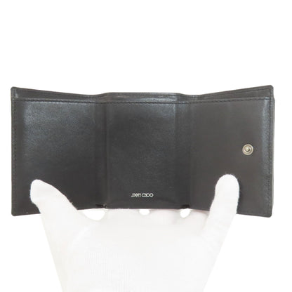 Jimmy Choo Logo tri-fold wallet Bifold Wallet with Coin Pocket Leather Ladies [Used]