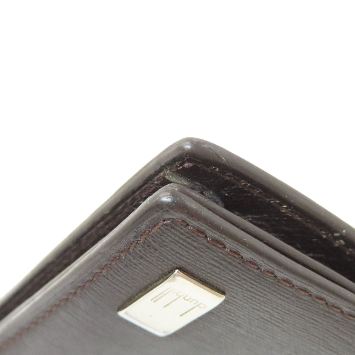 Dunhill Sidecar Gunmetal Card Case Leather mens [Used]