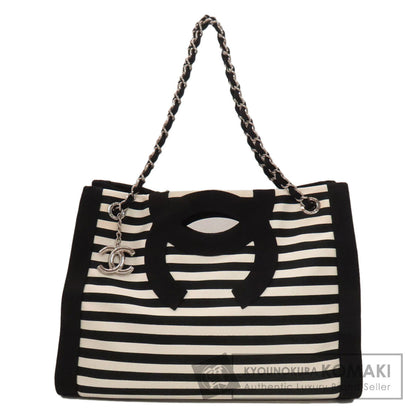 CHANEL Chain Tote Border COCO Mark SilverHardware Tote Bag Nylon Ladies [Used]