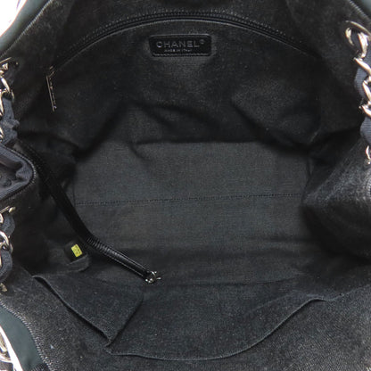 CHANEL Chain Tote Border COCO Mark SilverHardware Tote Bag Nylon Ladies [Used]