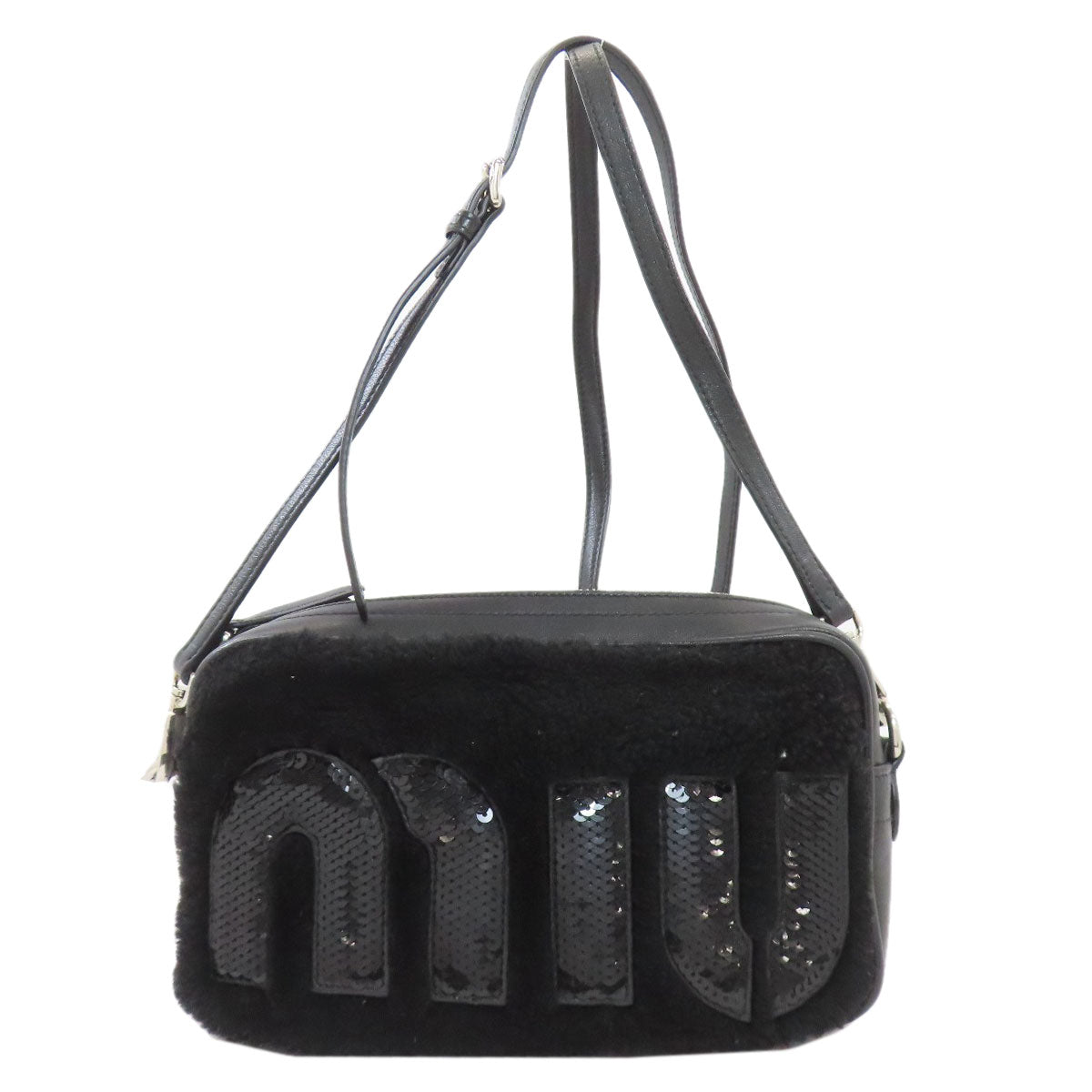 MIUMIU logo Shoulder Bag Leather FurLadies [Used]