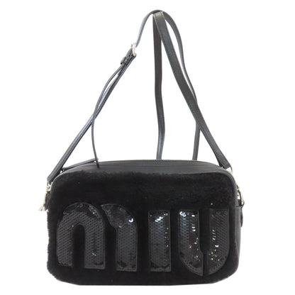 MIUMIU logo Shoulder Bag Leather FurLadies [Used]
