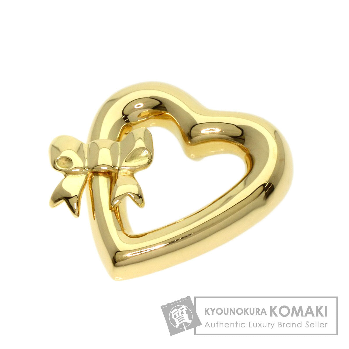 TIFFANY&Co. Heart ribbon Pendant top K18 Yellow Gold Ladies [Used]