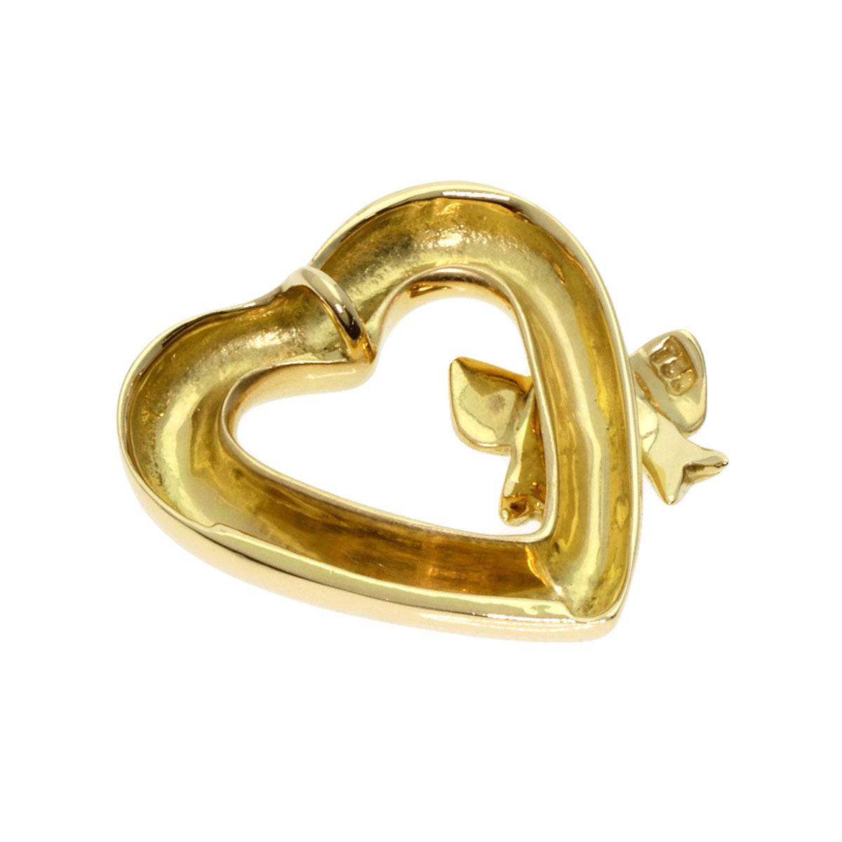 TIFFANY&Co. Heart ribbon Pendant top K18 Yellow Gold Ladies [Used]