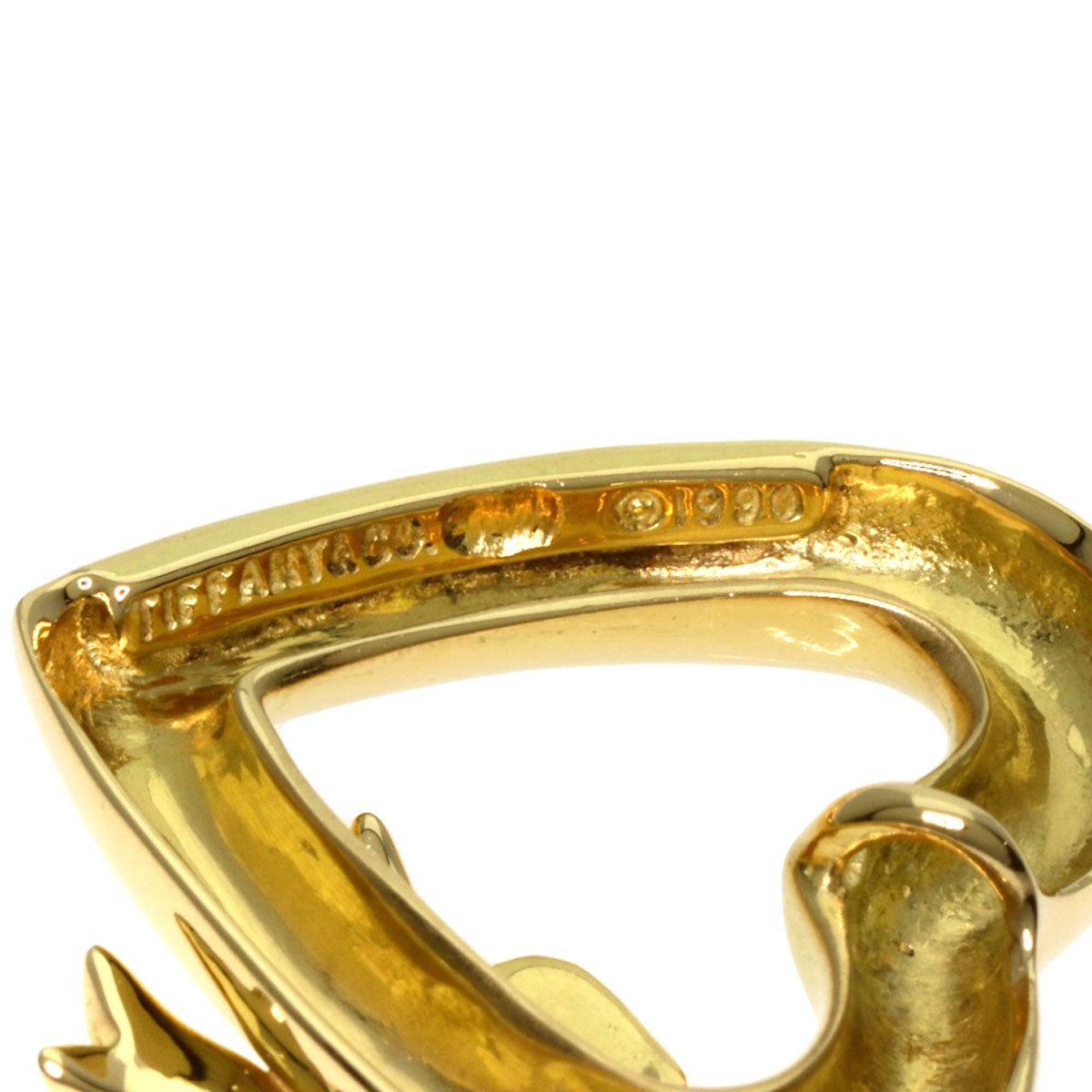 TIFFANY&Co. Heart ribbon Pendant top K18 Yellow Gold Ladies [Used]