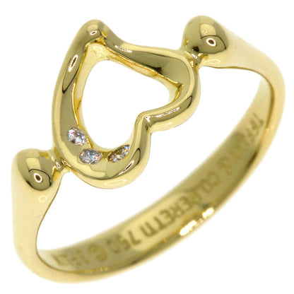 TIFFANY&Co. Open Heart 3P Diamond Ring K18 Yellow Gold Ladies [Used]