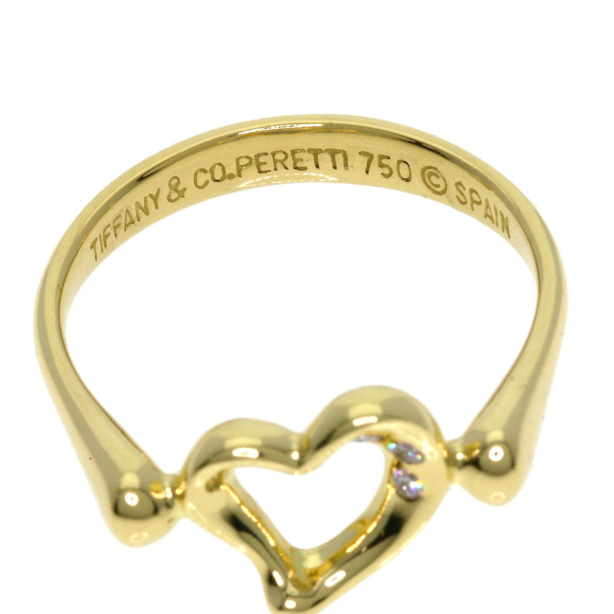 TIFFANY&Co. Open Heart 3P Diamond Ring K18 Yellow Gold Ladies [Used]