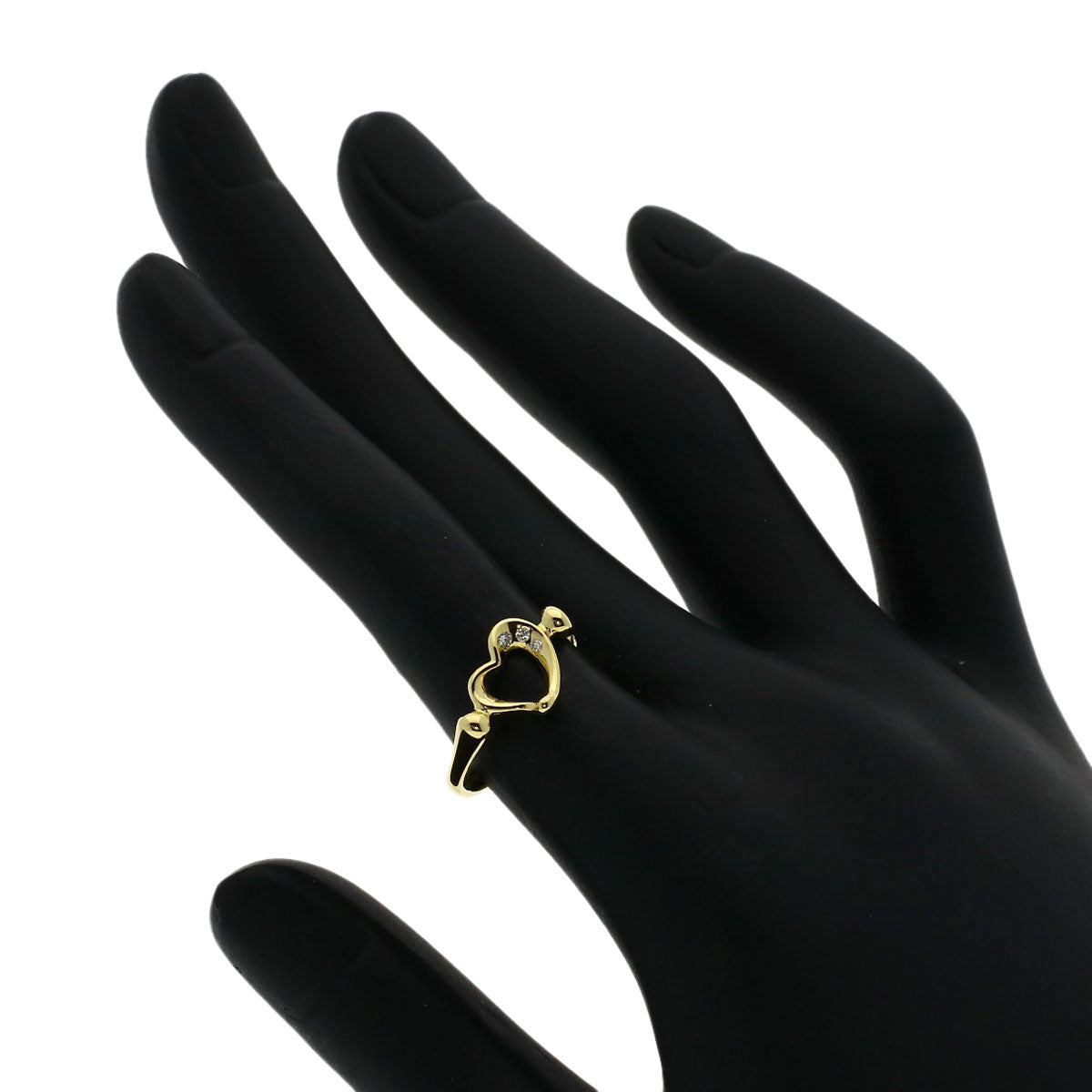 TIFFANY&Co. Open Heart 3P Diamond Ring K18 Yellow Gold Ladies [Used]