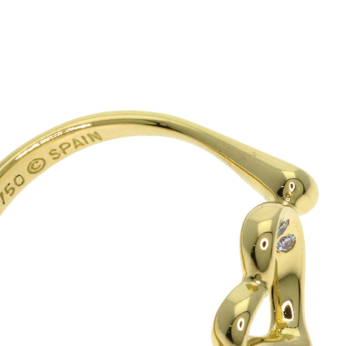 TIFFANY&Co. Open Heart 3P Diamond Ring K18 Yellow Gold Ladies [Used]