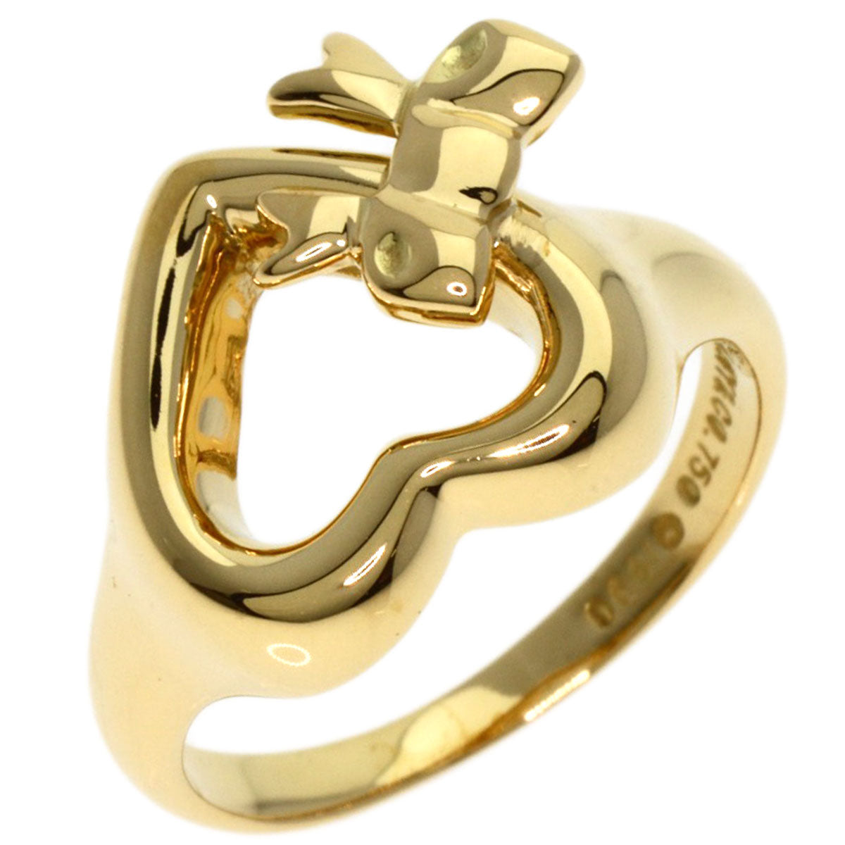 TIFFANY&Co. Heart ribbon Ring K18 Yellow Gold Ladies [Used]