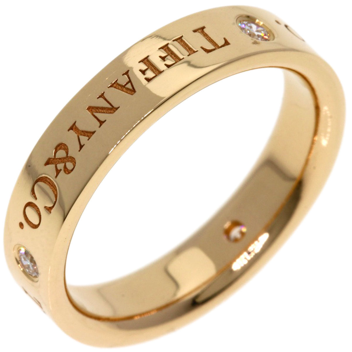 TIFFANY&Co. Flat band 3P Diamond Ring K18 Pink Gold Ladies [Used]