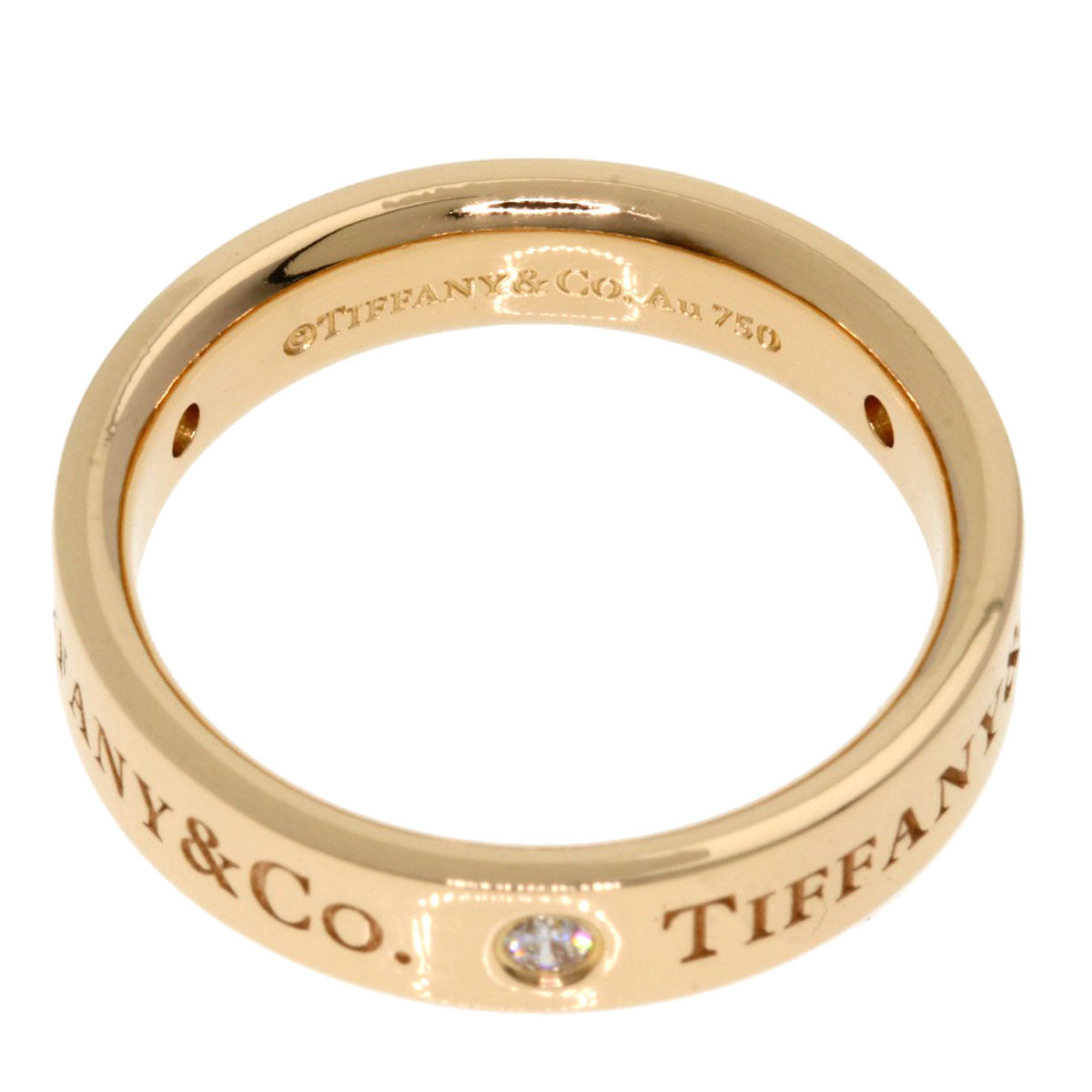 TIFFANY&Co. Flat band 3P Diamond Ring K18 Pink Gold Ladies [Used]
