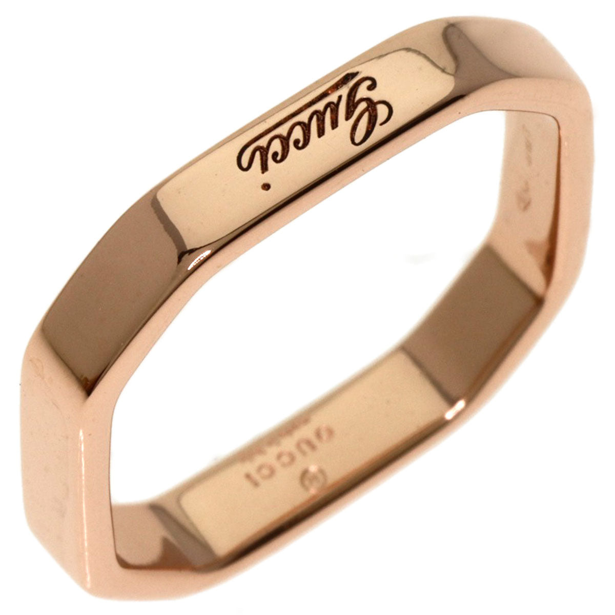 GUCCI Octagonal #7 Ring K18 Pink Gold Ladies [Used]