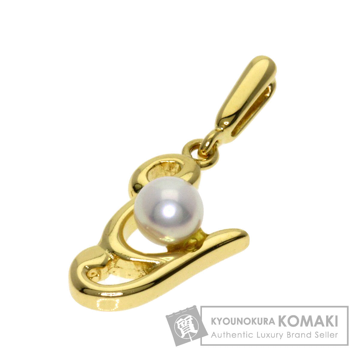 MIKIMOTO Initial Y Pearl Pearl Pendant top K18 Yellow Gold Ladies [Used]