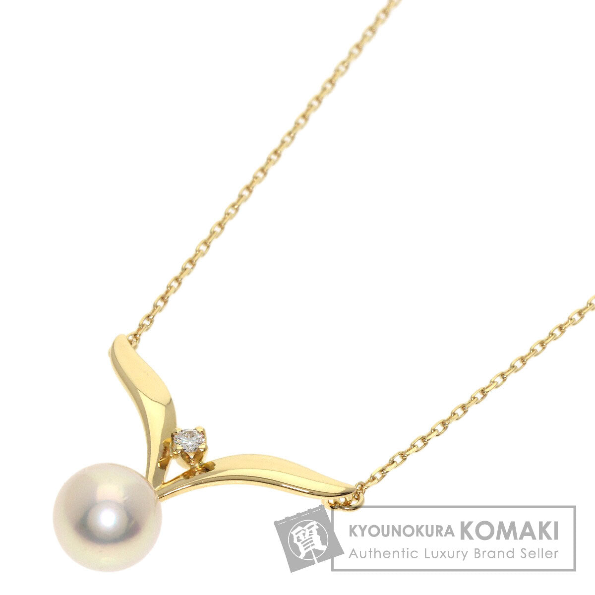 MIKIMOTO Pearl Pearl Diamond Necklace K18 Yellow Gold Ladies [Used]