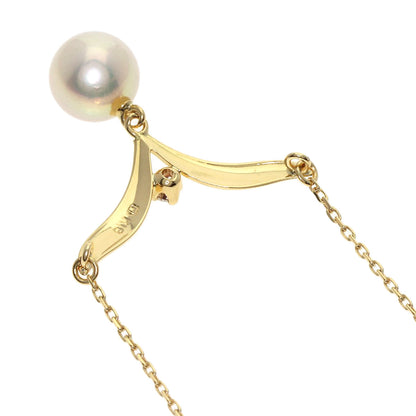 MIKIMOTO Pearl Pearl Diamond Necklace K18 Yellow Gold Ladies [Used]