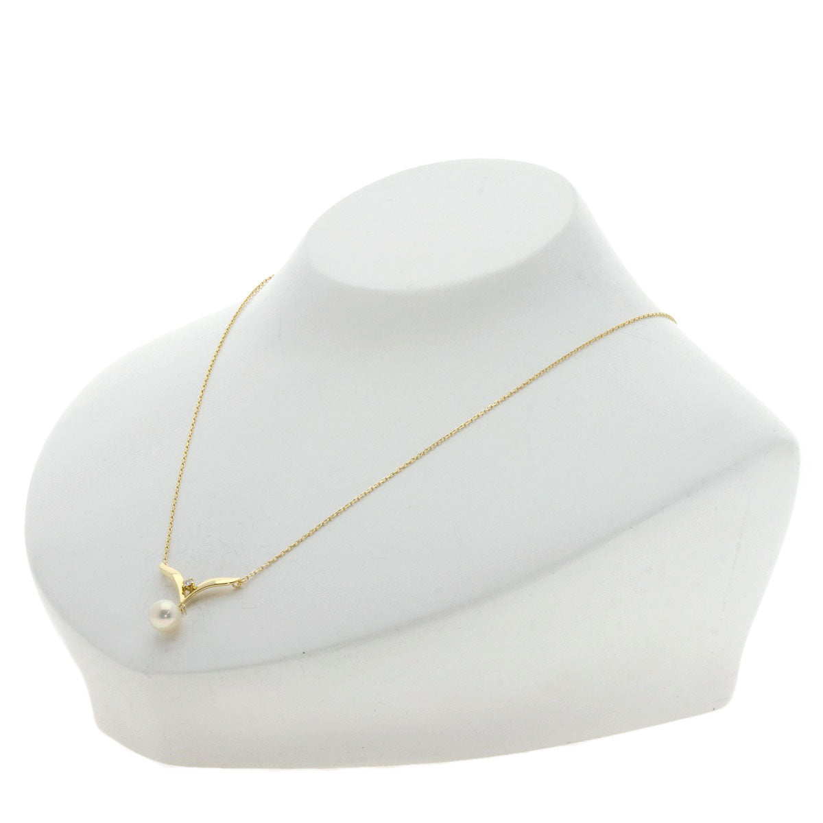 MIKIMOTO Pearl Pearl Diamond Necklace K18 Yellow Gold Ladies [Used]