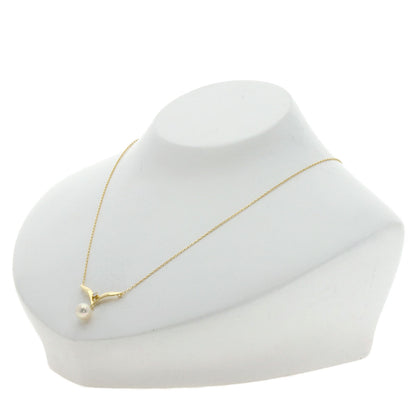 MIKIMOTO Pearl Pearl Diamond Necklace K18 Yellow Gold Ladies [Used]