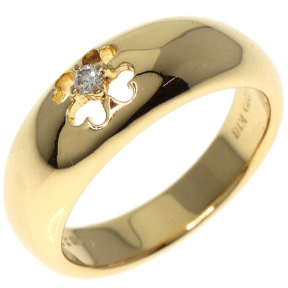 MIKIMOTO Clover motif 1P Diamond Ring K18 Yellow Gold Ladies [Used]